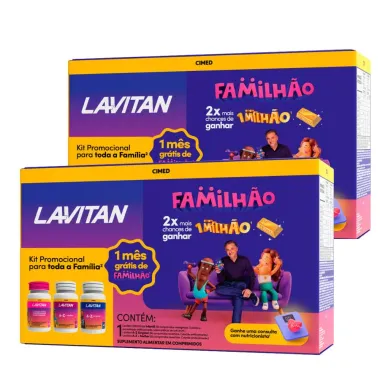 Kit 2 Lavitan Familhão Vitaminas Infantil 60 Comprimidos Mastigáveis + A-Z + Mulher 60 Comprimidos + A- Z Original 60 Comprimidos