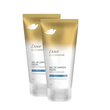 Kit 2 Gel de Limpeza Facial Dove Regenerative Pele Sens&iacute;vel e Oleosa 150ml