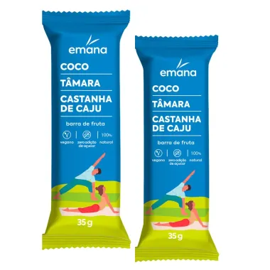 Kit 2 Barra de Fruta Emana Sabor Coco Tâmara e Castanha de Caju 35g