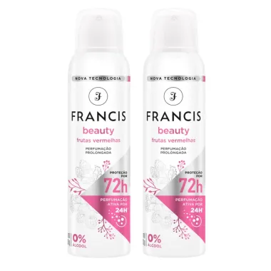 Kit 2 Desodorante Francis Beauty Frutas Vermelhas Aerosol Antitranspirante 72h 150ml