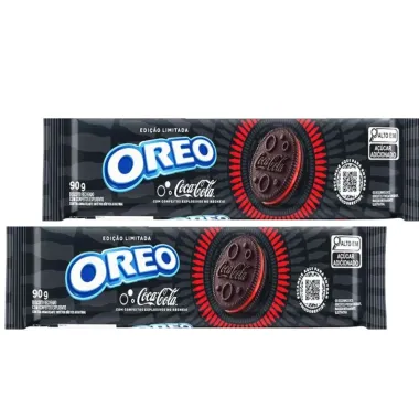 Kit 2 Biscoito Oreo Chocolate Recheado Coca Cola 90g