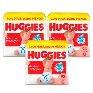 Kit 3 Fralda Huggies Supreme Care Tamanho G 92 Unidades Descartáveis cada