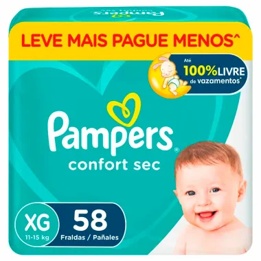 Kit 2 Fralda Infantil Pampers Confort Sec Tamanho XG Com 54 Fraldas