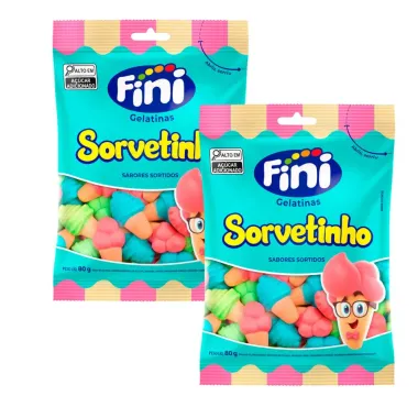 Kit 2 Bala de Gelatina Fini Sorvetinho Sabores Sortidos 90g