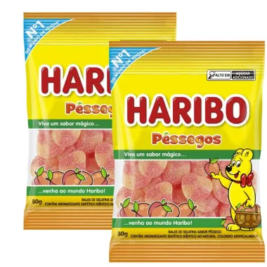 Kit 2 Balas Gel Haribo Pêssegos 80g