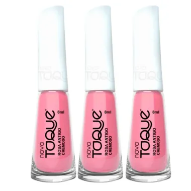 Kit 3 Esmalte Novo Toque Rosa Antigo Cremoso 8ml