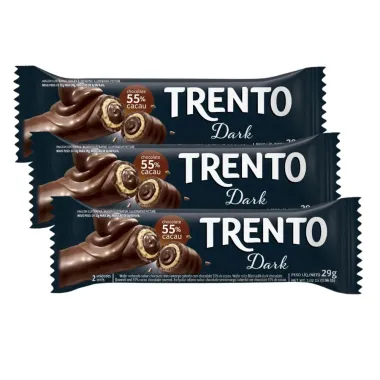 Kit 3 Chocolate Trento Dark Chocolate Meio Amargo 55% Cacau 29g