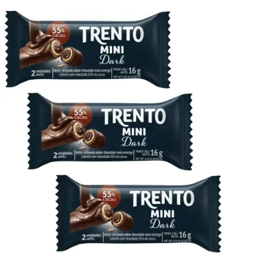 Kit 3 Chocolate Trento Mini Dark 16g