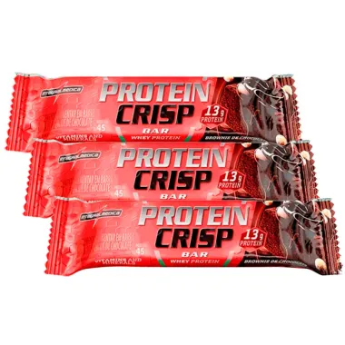 Kit 3 Barra Protein Crisp Bar Brownie de Chocolate 45g