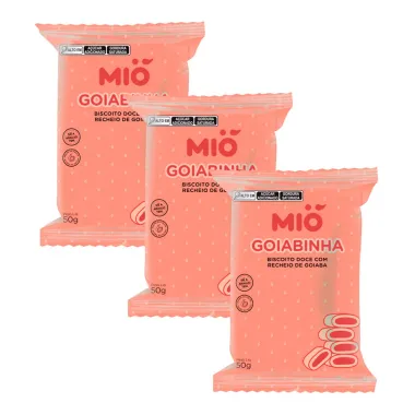 Kit 3 Biscoito Mió Goiabinha Recheado com Goiaba 50g