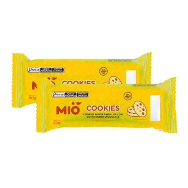 Kit 2 Cookies Mió Sabor Baunilha com Gotas de Chocolate 60g