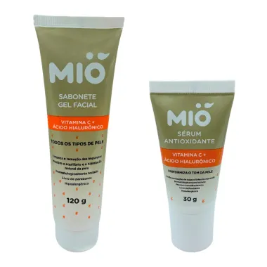 Kit Sabonete Gel Facial Mi&oacute; Vitamina C e &Aacute;cido Hialur&ocirc;nico 120g e S&eacute;rum Antioxidante 30g