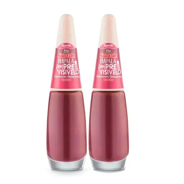 Kit 2 Esmalte Impala im Previsível Duo Color Cremoso Cor Glamurosa e Basiquinha 7,5ml