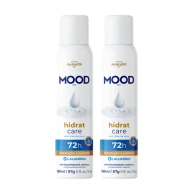 Kit 2 Desodorante Mood Aerossol Hidrat Care,Com Óleo De Coco 72H 150Ml