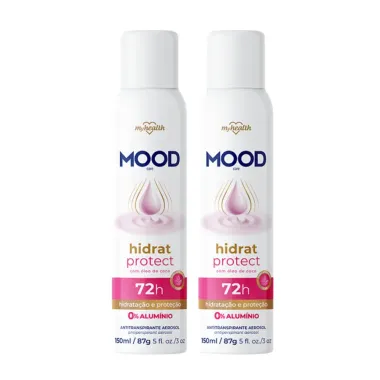 Kit 2 Desodorante Mood Aerosol Hidrat Protect,Com Òleo De Coco 72H 150Ml