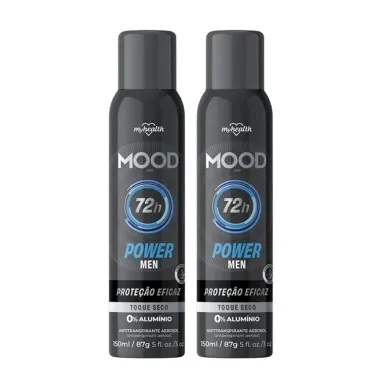 Kit 2 Desodorante Mood Power Men Care,Toque Seco 72H 150Ml