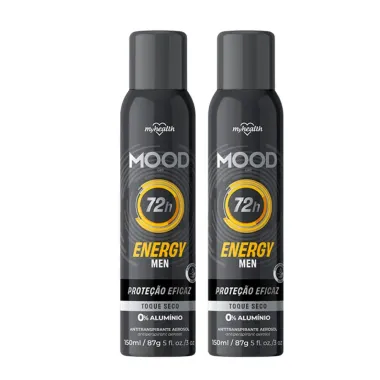Kit 2 Desodorante Mood Energy Men Care,Toque Seco 72H 150Ml