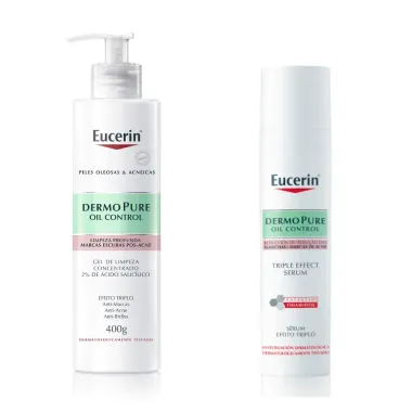 Kit Gel de Limpeza Concentrado Dermo Pure Oil Control Efeito Triplo 400g e Eucerin Sérum Efeito Triplo 40ml