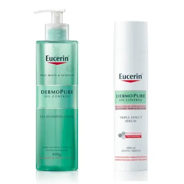 Kit Gel de Limpeza Gentil Eucerin Pele Mista e Acneica 400g e Eucerin Sérum Efeito Triplo 40ml