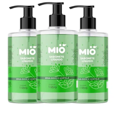 Kit 3 Sabonete Líquido Mió Mãos e Corpo Erva Doce e Hortelã 500ml
