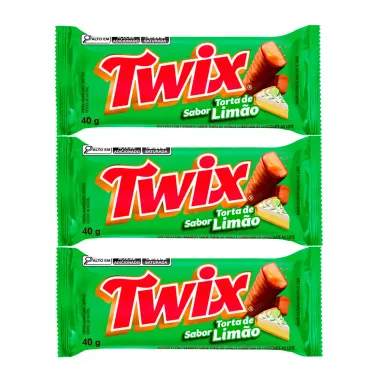 Kit 3 Chocolate Twix Sabor Torta de Limão 40g