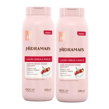 Kit 2 Loção Desodorante Corporal Hidramais Cereja e Avelã 500ml