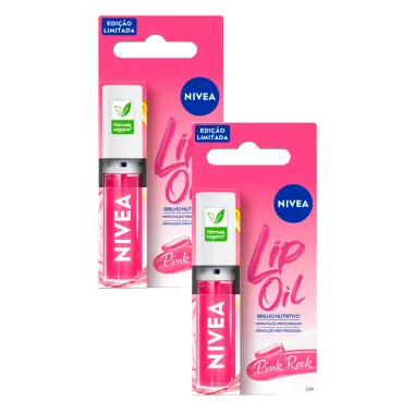 Kit 2 Lip Oil Labial Pink Rock Nivea 5,5ml