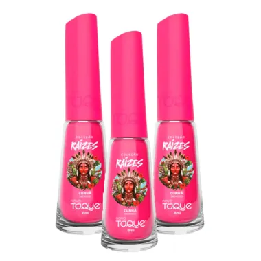 Kit 3 Esmalte Novo Toque Ra&iacute;zes Cremoso Cor Cunh&atilde; 8ml