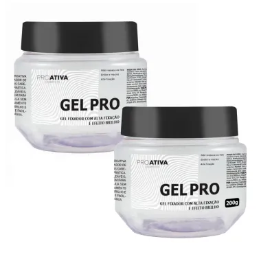 Kit 2 Gel Pro Ativa Alta Fixador com Alta Fixação e Efeito Brilho 200g