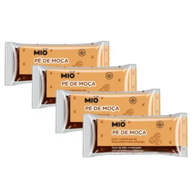 Kit 4 Doce Pé De Moça Com Cobertura Chocolate Meio Amargo Mió 25G