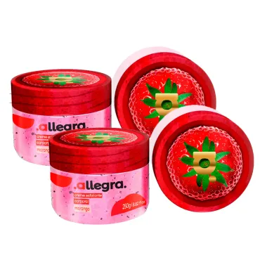 Kit 2 Creme Esfoliante Corporal Allegra Morango 250g
