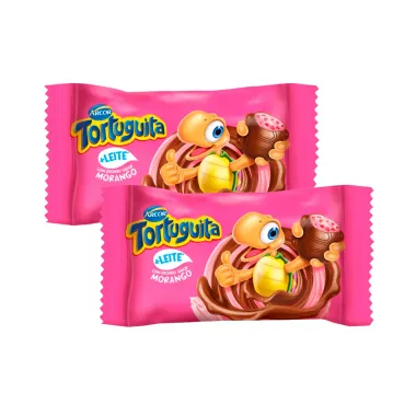 Kit 2 Chocolate Arcor Tortuguita com Recheio Morango 15,5g