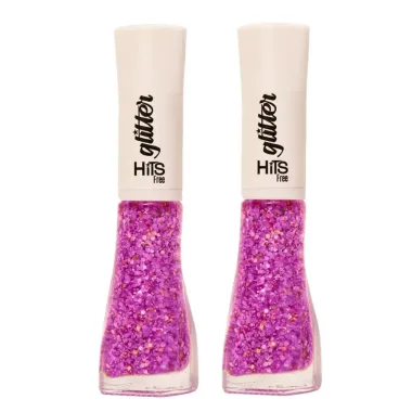 Kit 2 Esmalte Hits Disco Retrô Glitter Free 8ml