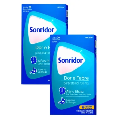 Kit 2 Sonridor 750mg Dor e Febre com 20 Comprimidos