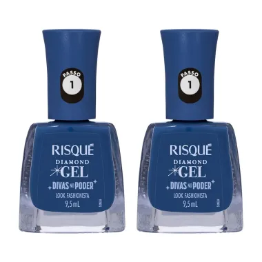Kit Esmalte Risqué Diamond Gel Divas No Poder Cor Look Fashionista 9,5ml - 2 Unidades
