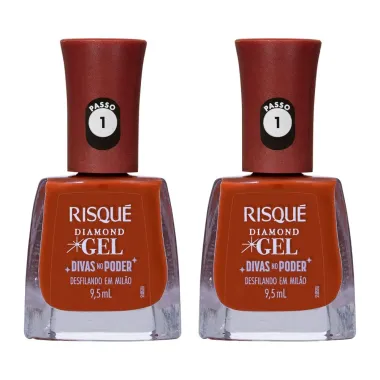 Kit Esmalte Risqué Diamond Gel Divas No Poder Cor Desfilando em Milão 9,5ml - 2 Unidades