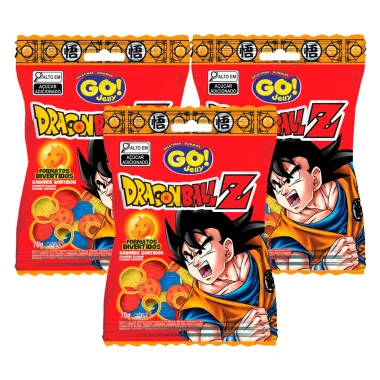 Kit 3 Bala Go! Jelly Dragon Ball Z Sabores Sortido 70g