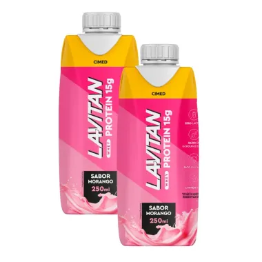 Kit 2 Whey Protein Lavitan Sabor Morango com 15g de Proteína 250ml