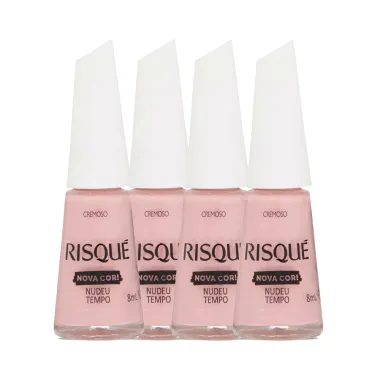 Kit 4 Esmalte Risqué Nova Cor Cremoso Cor Nudeu Tempo 8ml