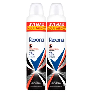 Kit Desodorante Antitranspirante Rexona Antibacterial + Invisible Aerosol 250ml
