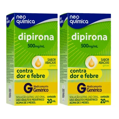 Kit 2 Dipirona 500mg/ml Neo Química Genérico Sabor Abacaxi Gotas com 20ml