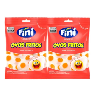 Kit 2 Balas de Gelatinas Fini Ovos Fritos Sabor Tutti Frutti 80g