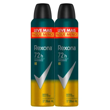 Kit Desodorante Antitranspirante Aerosol Masculino Rexona V8 72h 250ml