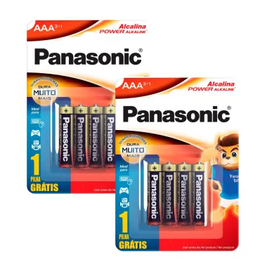 Kit 2 Pilha Panasonic Alcalina Power AAA 4 Unidades