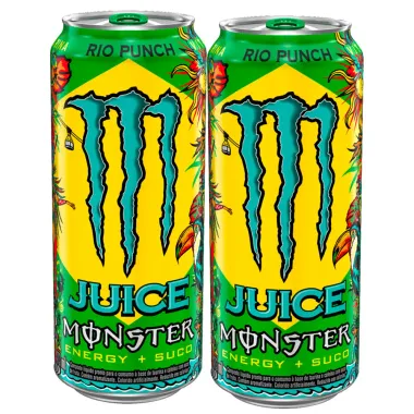 Kit 2 Energ&eacute;tico Monster Juice Rio Punch Creme de Papaya 473ml