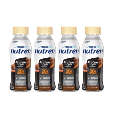 Kit 4 Nutren Protein Chocolate Suplemento Alimentar 260ml