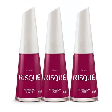 Kit 3 Esmalte Risqué Vinho Cremoso Cor De Moletom e Salto 8ml
