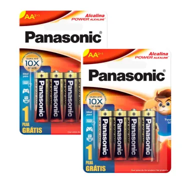Kit 2 Pilha Panasonic Alcalina AA Power 4 Unidades