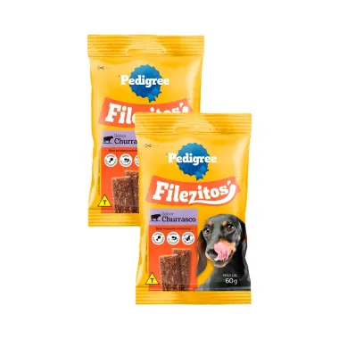 Kit 2 Filezitos para C&atilde;es Pedigree Sabor Churrasco 60g