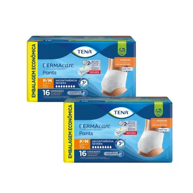 Kit 2 Roupa Íntima Tena Pants Ultra Dermacare P/M 16 Unidades
